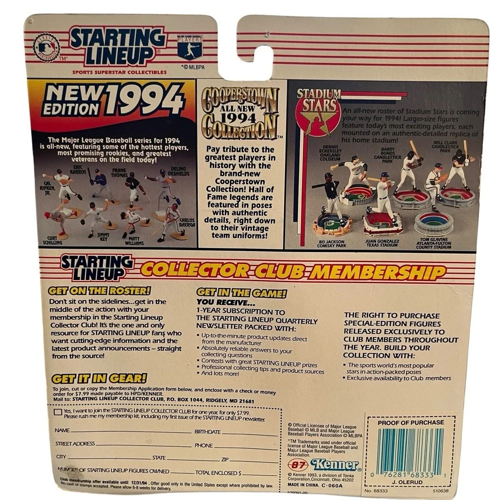1994 Starting Lineup John Olerud Toronto BlueJays Action Figure Cards MLB 5